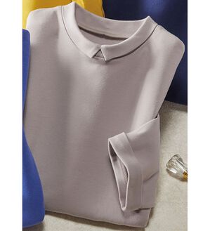 ルフラン（ルフラン）の「抗菌防臭衿つきコットン１００％プルオーバー（カットソー）」｜パールグレー