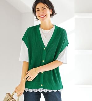 BELLUNA（ベルーナ）の「あぜ編ニット金ボタン使いアンサンブル（アンサンブル）」｜詳細画像