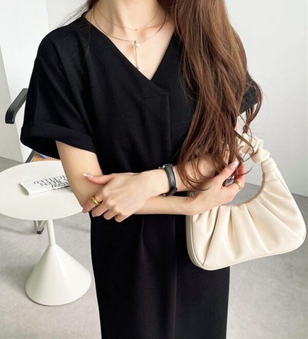 GeeRA（ジーラ）の「ひんやり快適！ジャカードスキッパーワンピ（カットソーワンピース）」｜詳細画像