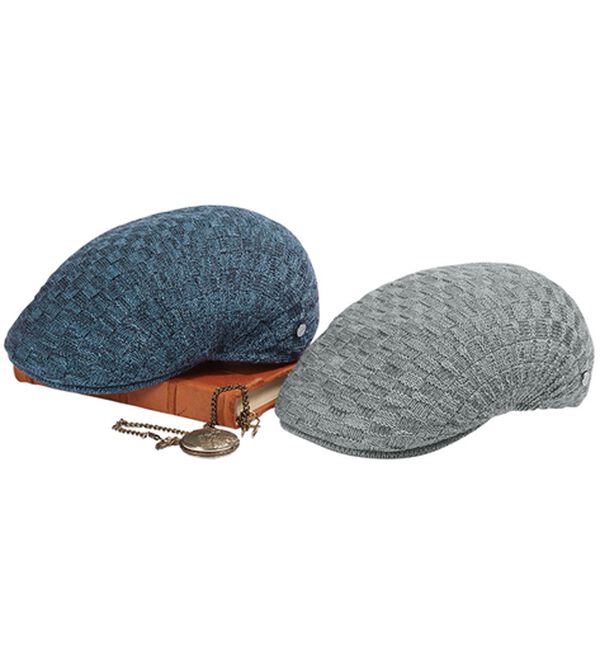 「＜ゴールドファイル＞市松模様ニットハット（メンズ帽子）」｜詳細画像