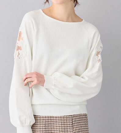 alotta（アロッタ）の「上品きれい見えレース刺しゅうニット（ニット・セーター）」