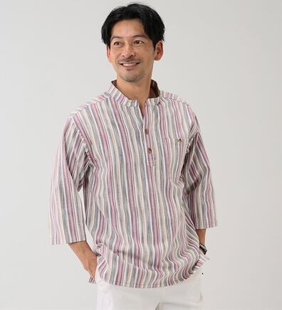 「ざっくり木綿のゆったりリラックスシャツ（メンズシャツ）」