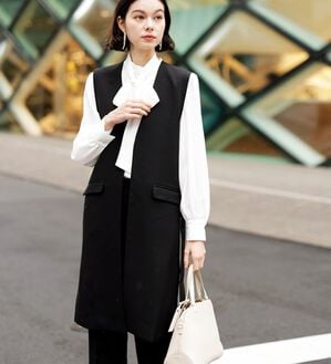 GeeRA（ジーラ）の「【２点セット】ロングジレセットアップスーツ（パンツスーツ）」｜詳細画像