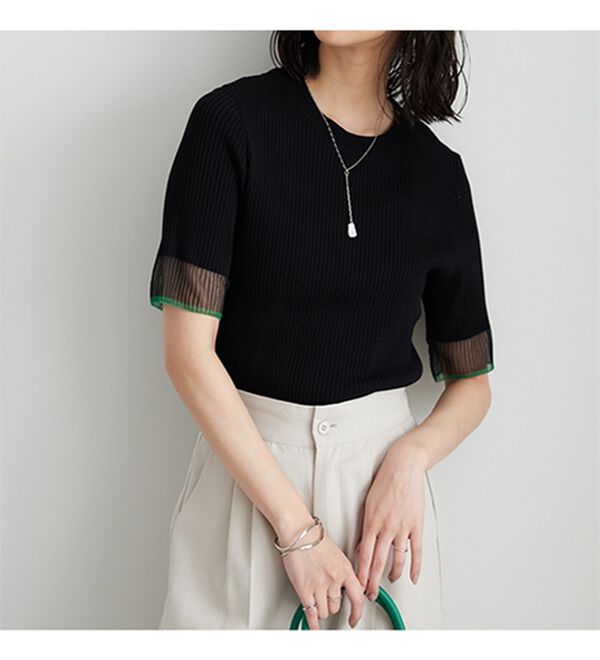 GeeRA（ジーラ）の「『ドラマ着用商品』 袖口シアーリブニット（ニット・セーター）」｜詳細画像