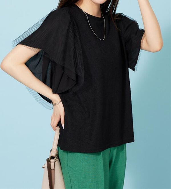 BELLUNA（ベルーナ）の「チュール使いフリル袖プルオーバー（カットソー）」｜詳細画像