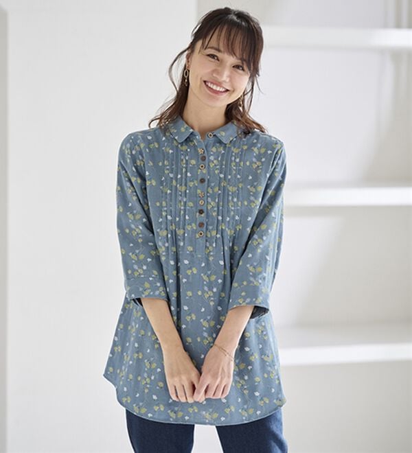 BELLUNA（ベルーナ）の「綿１００％ダブルガーゼブラウス（ブラウス）」｜詳細画像