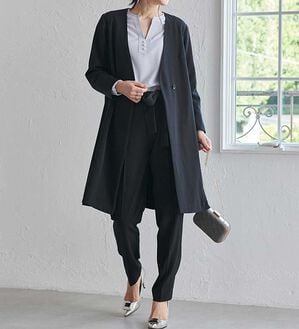 RANAN（ラナン）の「【２点セット】防シワ！洗える！ロングジャケットセットアップ（パンツスーツ）」｜詳細画像