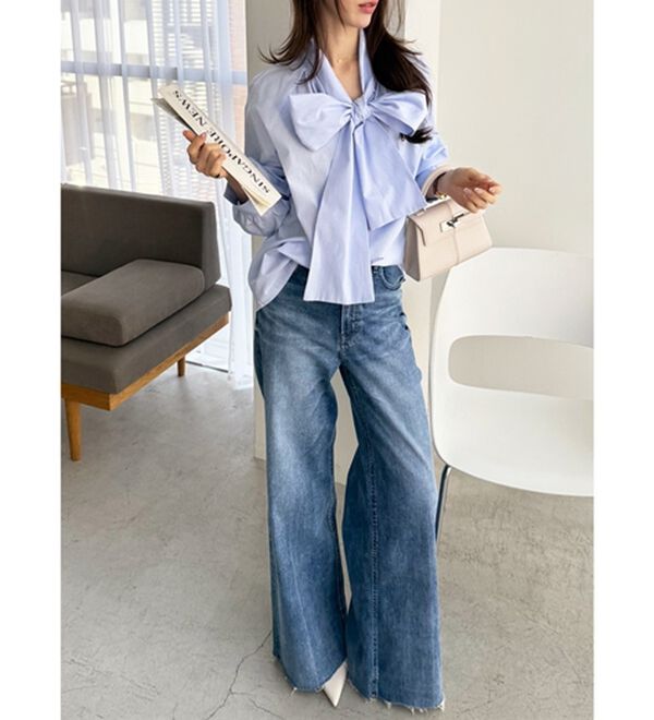 GeeRA（ジーラ）の「ボリュームボウタイブラウス（ブラウス）」｜詳細画像