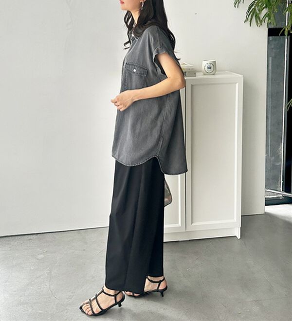 GeeRA（ジーラ）の「着回し自在！フレンチスリーブデニムシャツ（シャツ）」｜詳細画像