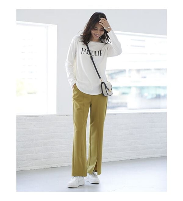 BELLUNA（ベルーナ）の「錯覚美脚！裾スリットセミワイドパンツ（フルレングスパンツ）」｜詳細画像