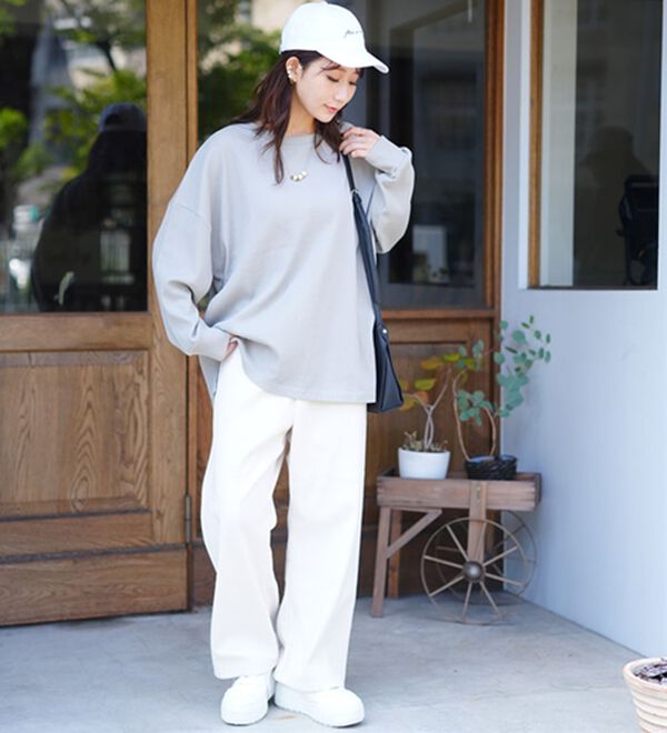 A HAPPY MARILYN（アハッピーマリリン）の「【Ｌ～８Ｌ】コットン１００％ 楽にのびる ワッフルシリーズ ゆったりプルオーバー（Tシャツ）」｜詳細画像