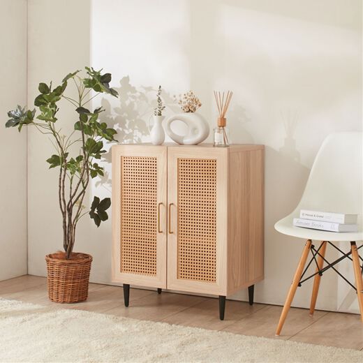 キャビネット サイドボード チェストラタン調 ラタン風 引き出し付 大