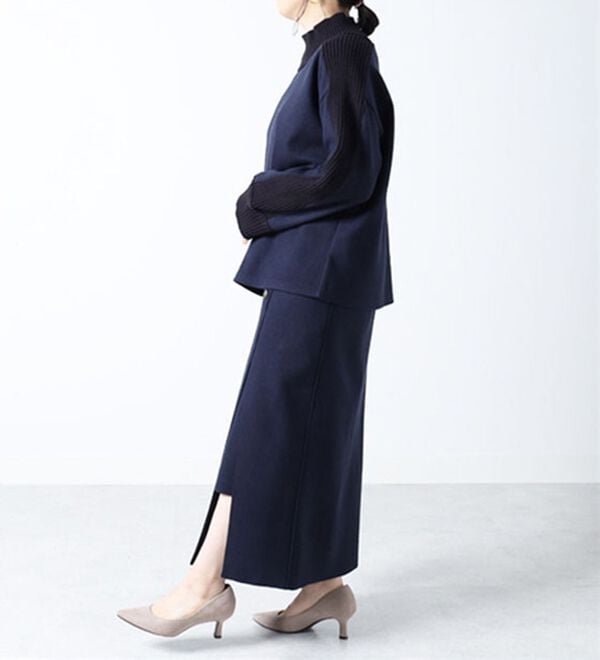 BELLUNA（ベルーナ）の「メルトン素材ボタン使いペンシルスカート（セットアップ）」｜詳細画像
