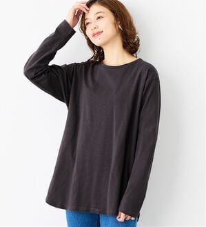 Viola e Viola（ヴィオラ エ ヴィオラ）の「【吸湿発熱】あったか綿１００％チュニックTシャツ（チュニック）」｜チャコール