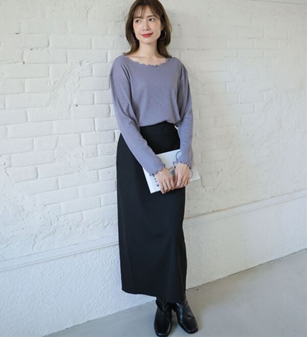 A HAPPY MARILYN（アハッピーマリリン）の「【Ｌ～６Ｌ】Ｒｉｎ こだわったのはシルエットと着心地 すっきり リブ カットソー トップス（カットソー）」｜詳細画像