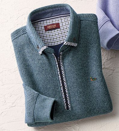 「＜デコイ＞衿デザイン杢調トレーナー（メンズトレーナー）」