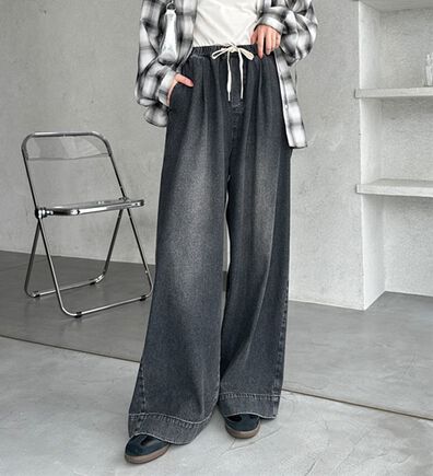 GeeRA（ジーラ）の「美脚見えイージーワイドデニムパンツ（フルレングスパンツ）」