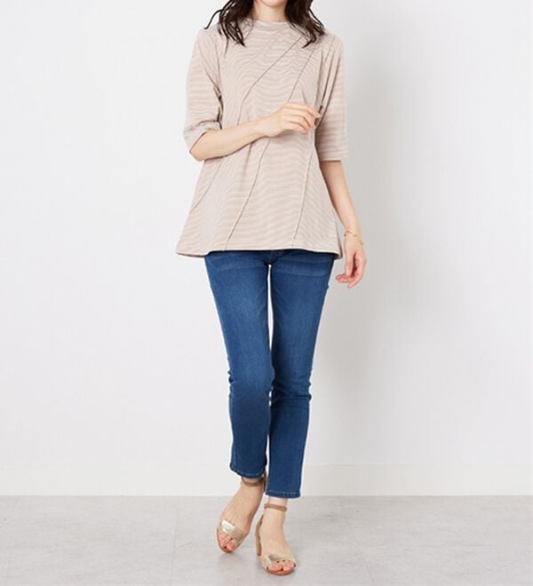 BELLUNA（ベルーナ）の「細ボーダータックデザインチュニック（チュニック）」｜詳細画像