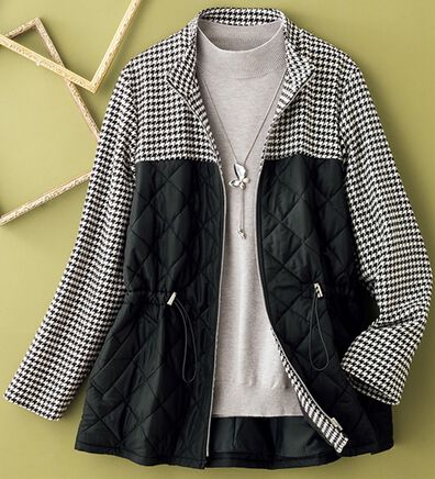 ルフラン（ルフラン）の「千鳥柄切替中わたジャケット＜クラリア＞（ハーフコート）」