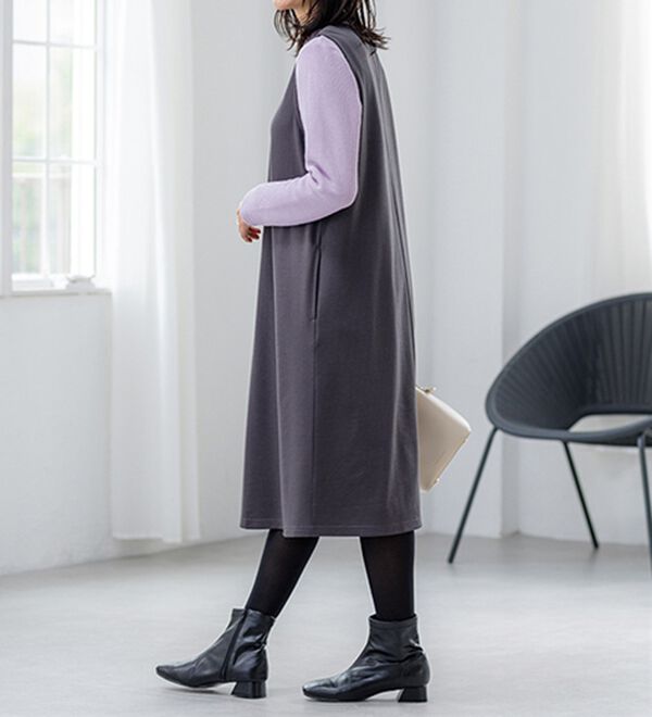 BELLUNA（ベルーナ）の「【選べる丈】シュッと体型カバー！ジャストフィットらくらくジャンパースカート（ジャンパースカート）」｜詳細画像