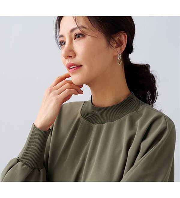 BELLUNA（ベルーナ）の「Ｔシャツ感覚なのにきちんとブラウス見え！カットジョーゼットプルオーバー（ブラウス）」｜詳細画像