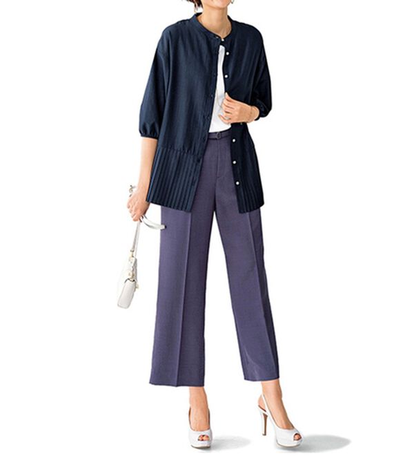 BELLUNA（ベルーナ）の「ヒンヤリ爽快！麻調ビンテージワイドパンツ（ワイドパンツ・ガウチョ）」｜詳細画像