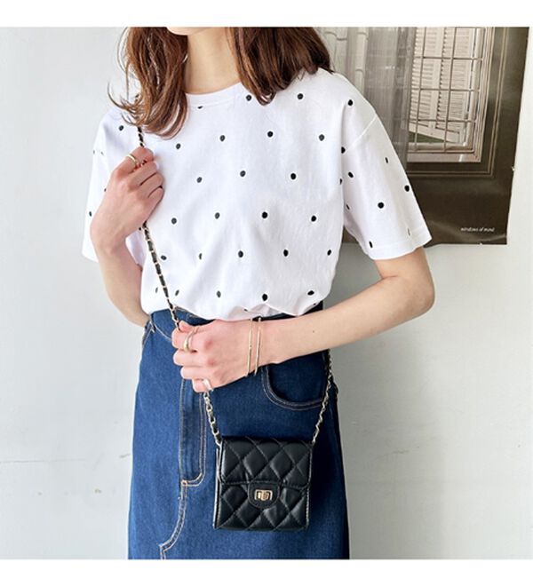 GeeRA（ジーラ）の「綿１００％ドット刺しゅうシルケットＴシャツ（Tシャツ）」｜詳細画像