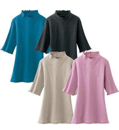 「【４色組】リブハイネックメロウインナー（カットソー）」