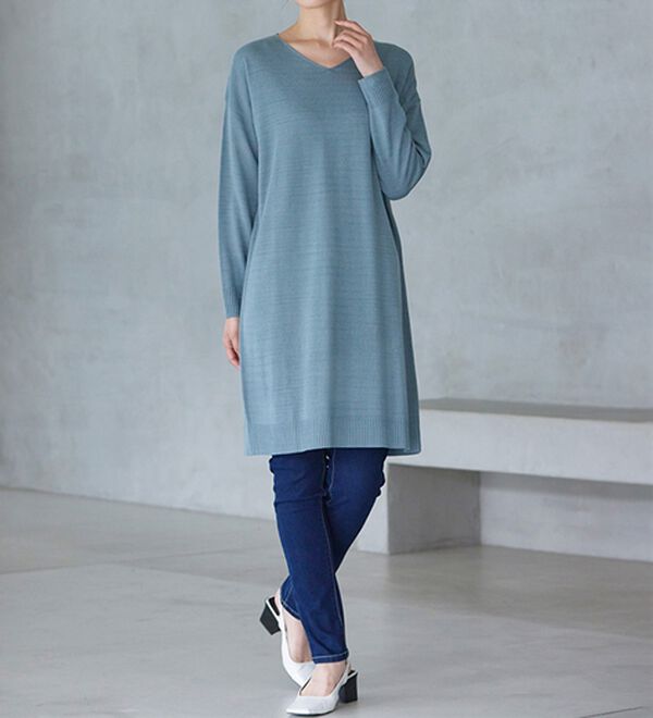 RANAN（ラナン）の「カシミヤタッチニットチュニックワンピース（チュニック）」｜詳細画像