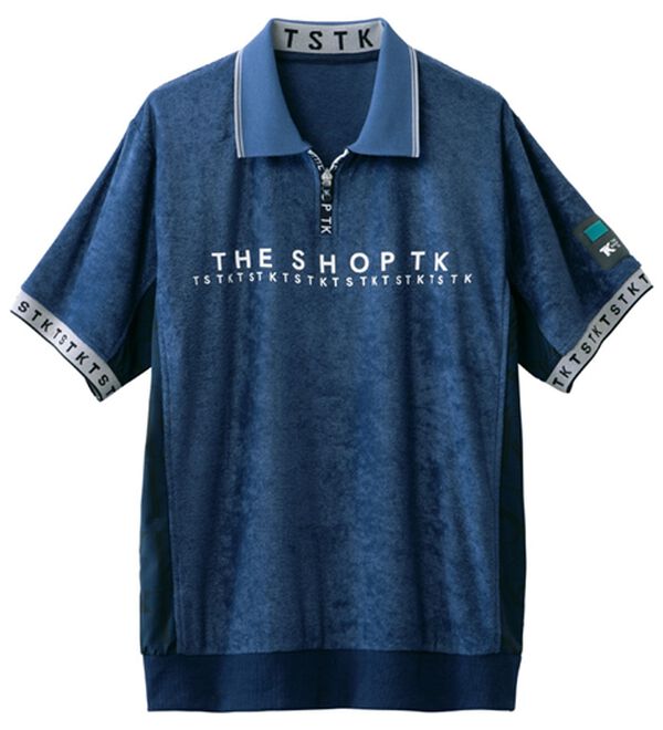 「＜ザ　ショップ　ティーケー＞やわらかパイルハーフジップ（メンズポロシャツ）」｜ネイビー