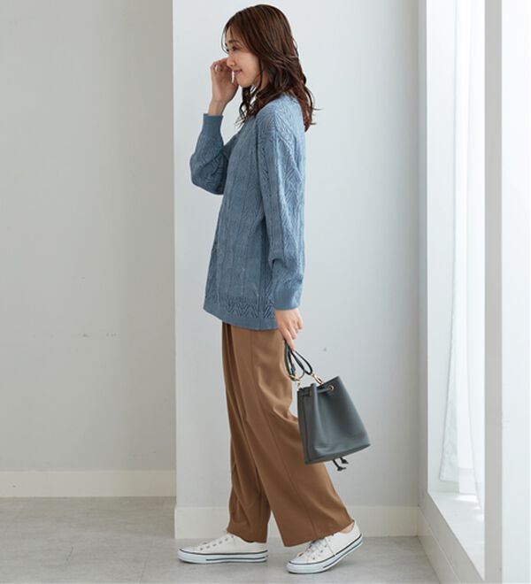 BELLUNA（ベルーナ）の「幾何柄透かし編ニットチュニック（チュニック）」｜詳細画像