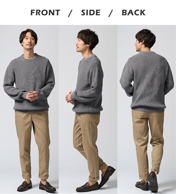 REMEN'S（リメンズ）の「【洗える】やわらかタッチ畦編みクルーネックセーター（メンズニット・セーター）」｜詳細画像