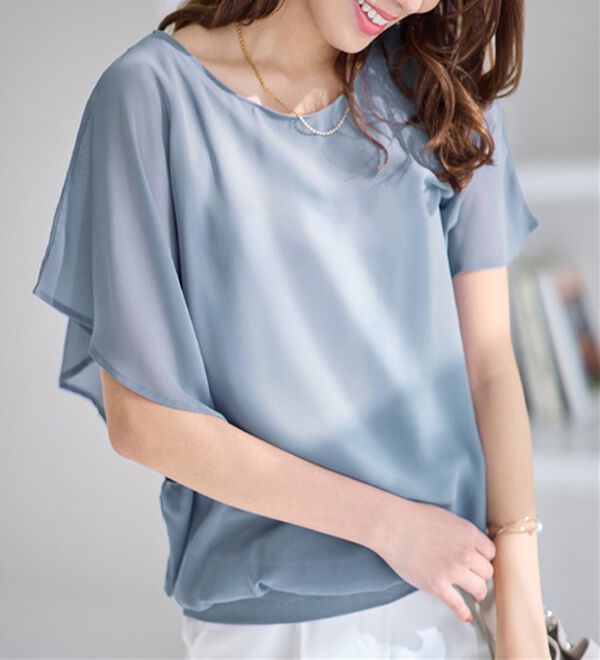 alotta（アロッタ）の「【接触冷感】カットソー裏地付ドルマンブラウス（ブラウス）」｜詳細画像