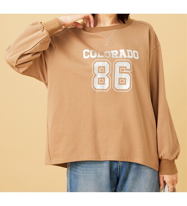 BELLUNA（ベルーナ）の「箔プリントロゴデザインプルオーバー（カットソー）」｜詳細画像