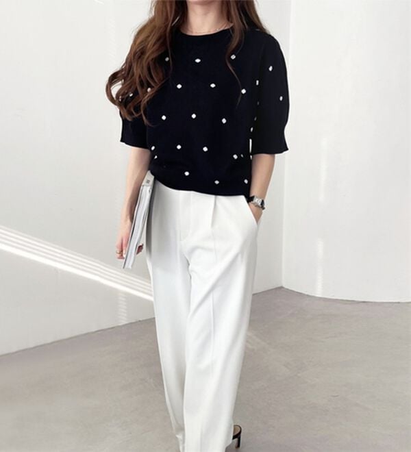 GeeRA（ジーラ）の「ドット柄ジャガードトップス（ニット・セーター）」｜詳細画像