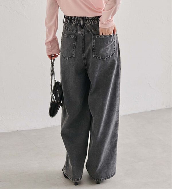 RANAN（ラナン）の「配色サイドフリンジワイドデニム（フルレングスパンツ）」｜詳細画像