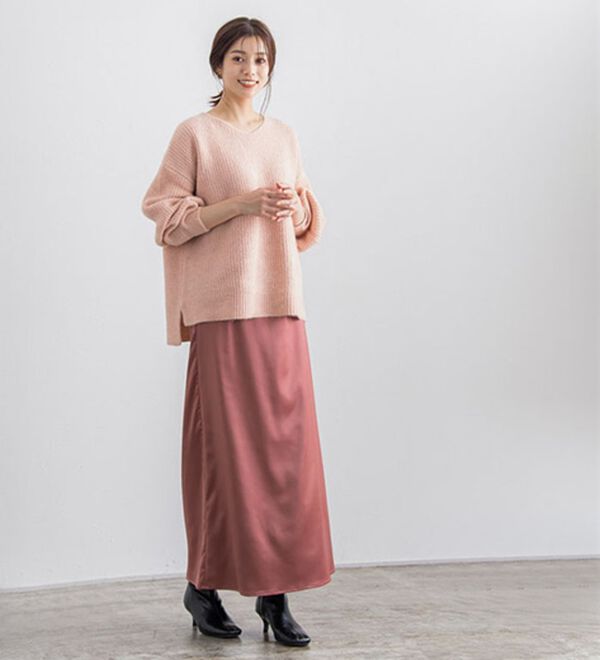 Pierrot（ピエロ）の「【洗濯機で洗える】ネックが選べるふんわりボリューム袖ニット（ニット・セーター）」｜詳細画像