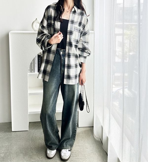 GeeRA（ジーラ）の「チェックロングシャツ（シャツ）」｜詳細画像