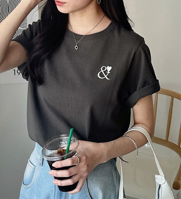 GeeRA（ジーラ）の「アンドハート刺しゅうＴシャツ（Tシャツ）」｜詳細画像