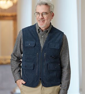 「柔らかコーデュロイ裏ボア多ポケットベスト（メンズベスト）」｜詳細画像