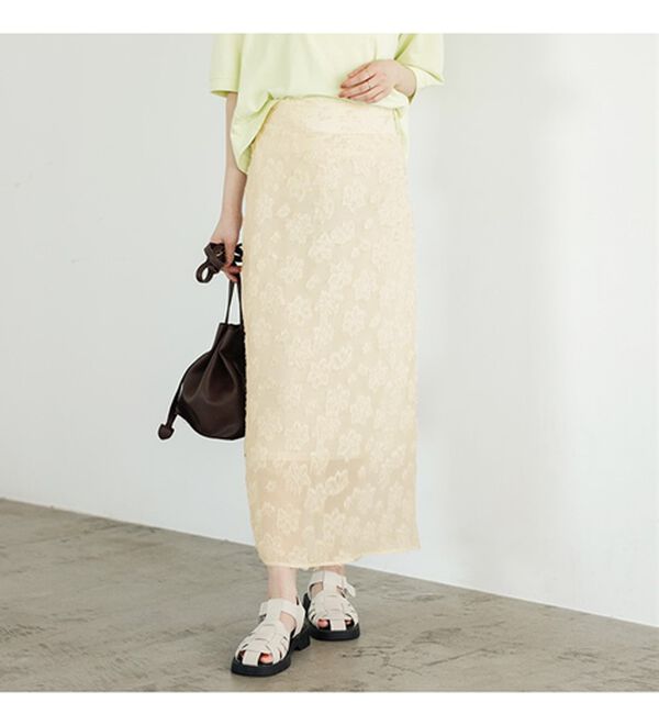 GeeRA（ジーラ）の「フリンジシアージャカードタイトスカート（ロングスカート）」｜詳細画像