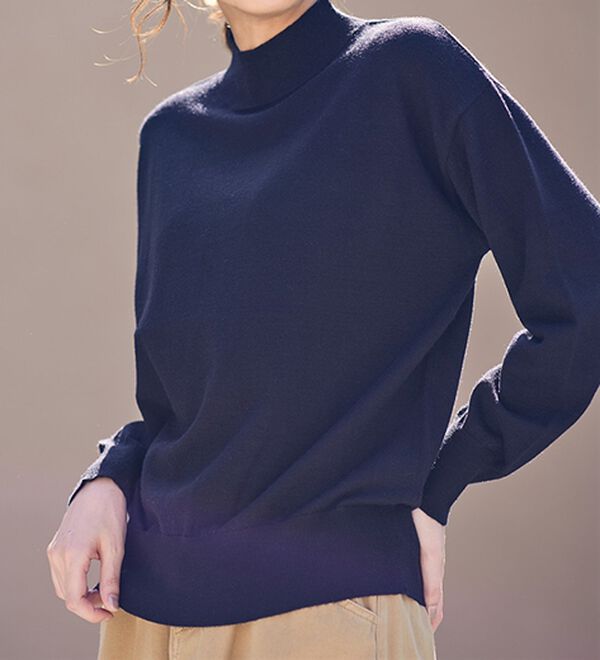 RANAN（ラナン）の「もちもちベーシックニット（Vネック・ハイネック）（ニット・セーター）」｜詳細画像