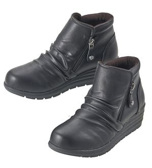 ルフラン（ルフラン）の「脱ぎ履きラクちん！ガバッと開くダブルファスナー美脚ブーツ（ブーツ）」｜ブラック