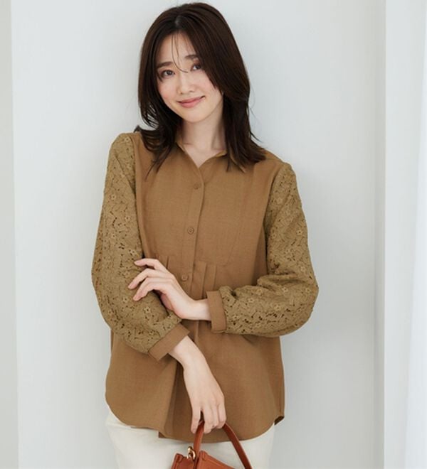 BELLUNA（ベルーナ）の「麻調素材袖レースブラウス（ブラウス）」｜詳細画像