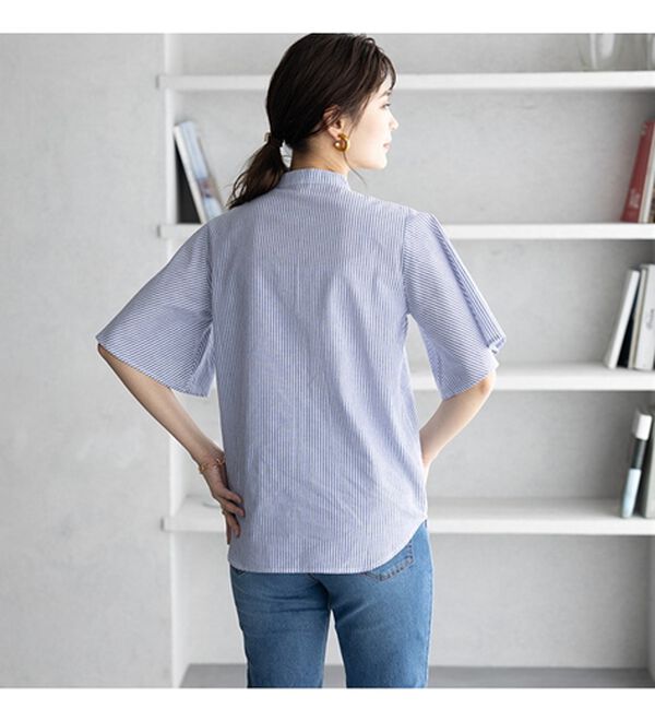 GeeRA（ジーラ）の「フレアー袖バンドカラーブラウス（ブラウス）」｜詳細画像