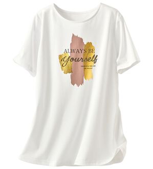 BELLUNA（ベルーナ）の「一枚で着映えるデコラＴ（Tシャツ）」｜オフ白(ペイント)