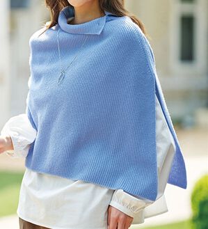 BELLUNA（ベルーナ）の「オンワード樫山＜ＭＡＩＳＯＮ　Ｄ&rsquo;ＡＺＵＲ＞ウール混２ＷＡＹポンチョ（ハーフコート）」｜サックス