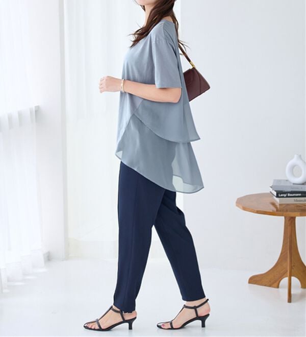 alotta（アロッタ）の「【接触冷感】バックシフォン切替チュニック（チュニック）」｜詳細画像