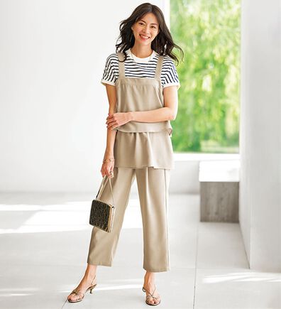 BELLUNA（ベルーナ）の「サラリ麻調素材ビスチェセットアップ（セットアップ）」