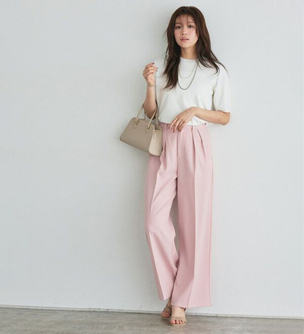 Pierrot（ピエロ）の「【洗濯機で洗える】【ＵＶカット】シルクタッチ半袖ニット（ニット・セーター）」｜詳細画像